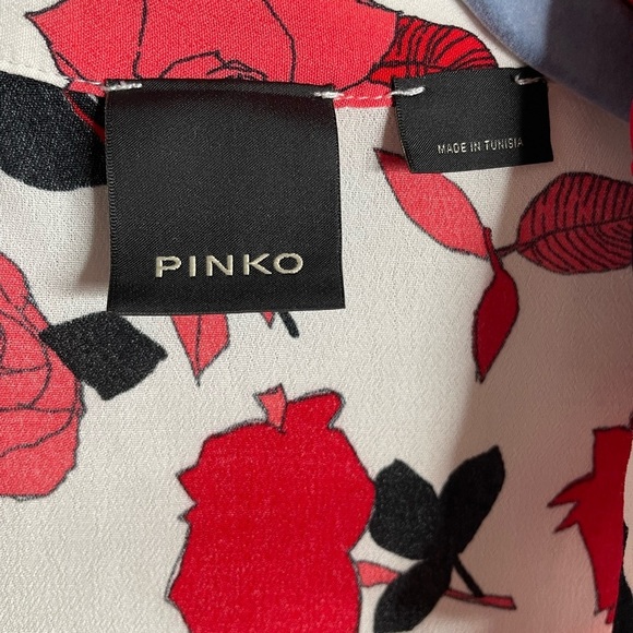 Pinko blouse floral button down shirt women’s size 2 red white black - Picture 5 of 5